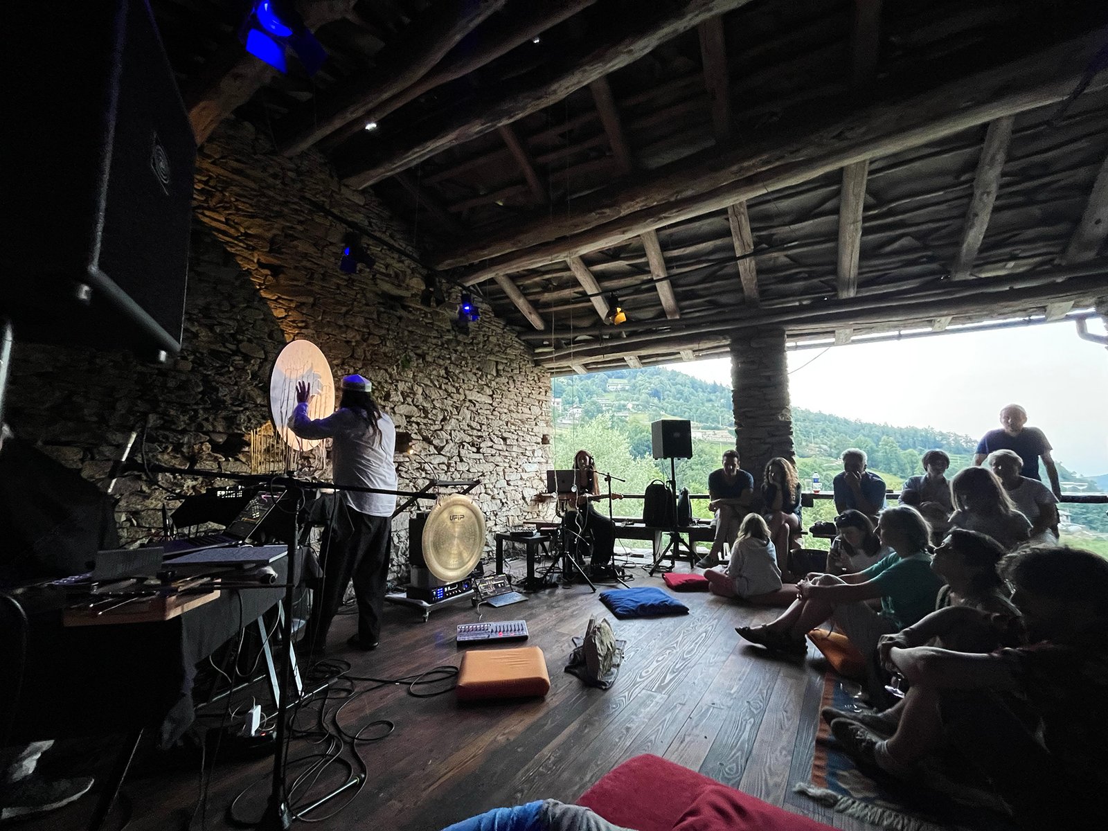 Musicians and listeners gathered in the Hayloft at Stone Oven House