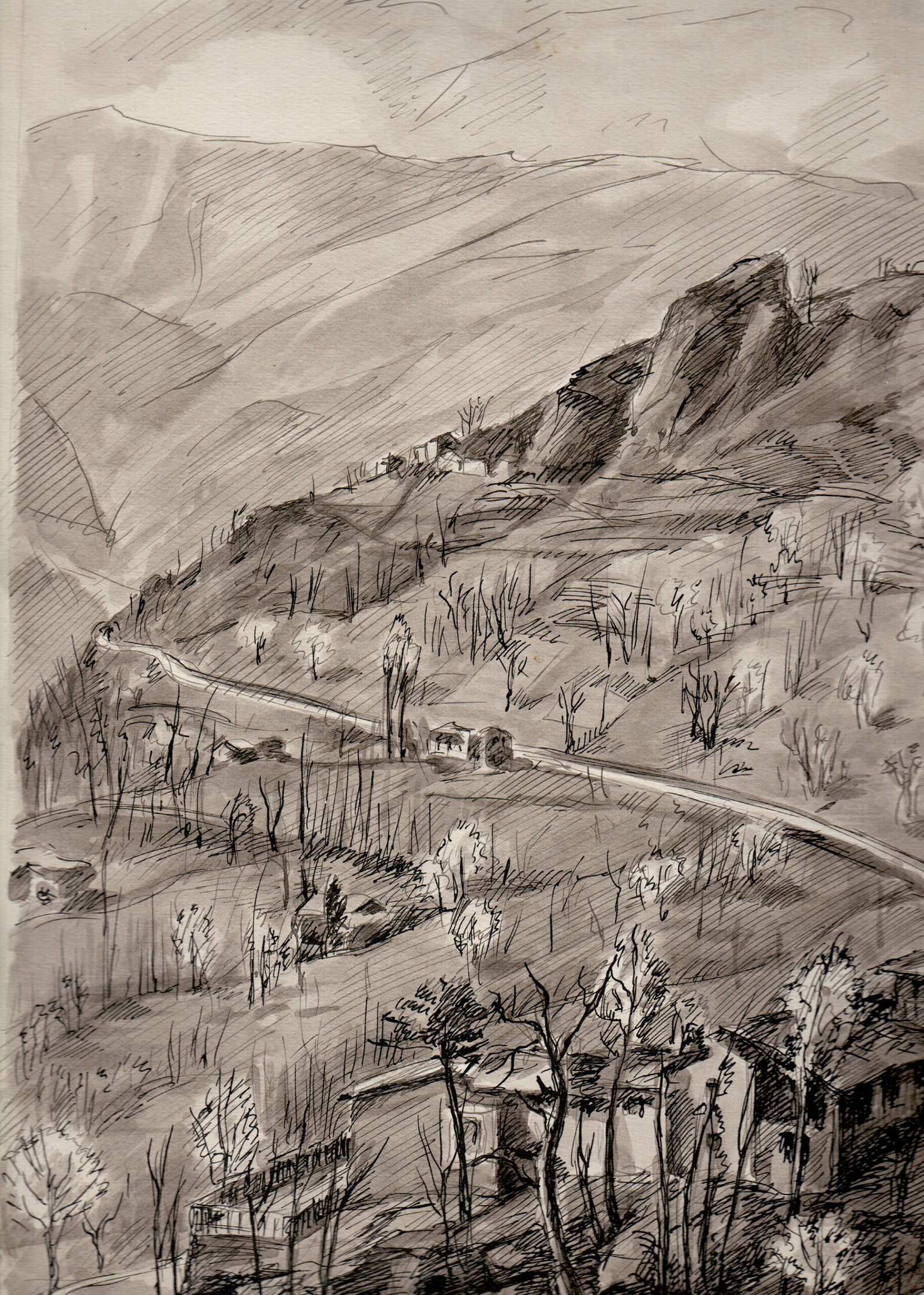 Rorà in a drawing by Roberto Terracini